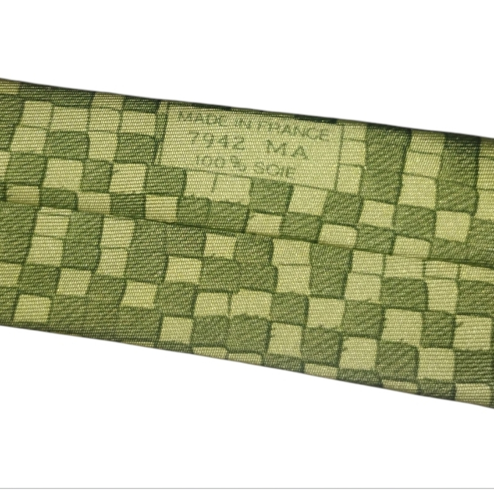 HERMES | Green Silk Geometric Woven Tie • Made in France - Picture 4 of 5